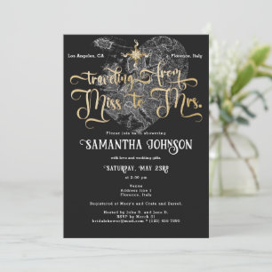 Convites Senhorita para a Sra. Preta, coração, Chá de panel