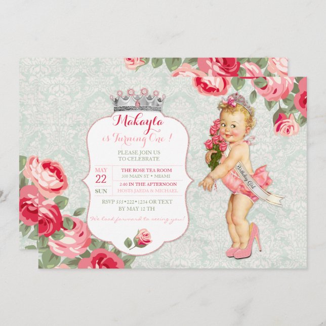 Convites Senhorita pequena Americano Representação (Frente/Verso)