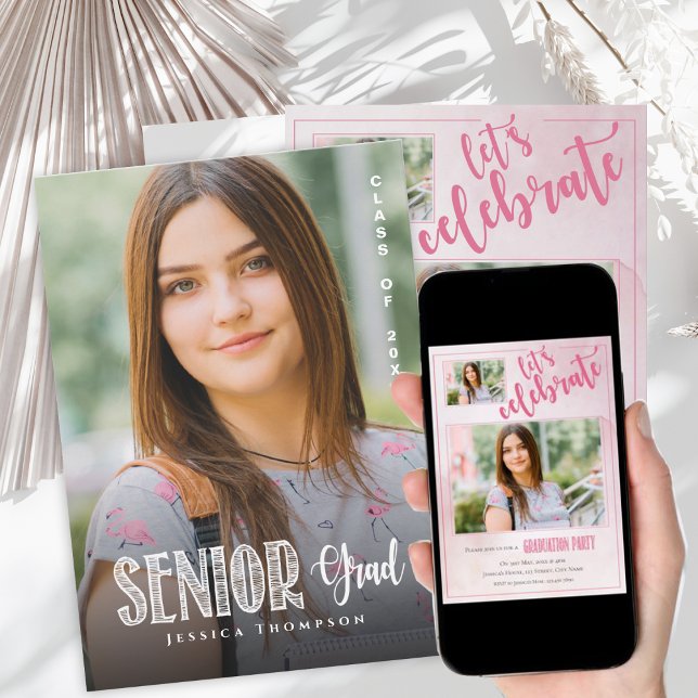 Convites Senior Graduation Photo Party  (Senior Graduation Photo Party — Print or Instant Download | Modern 2-Page Design)