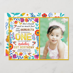 Convites señorita primeiro aniversario, floral mexicana
