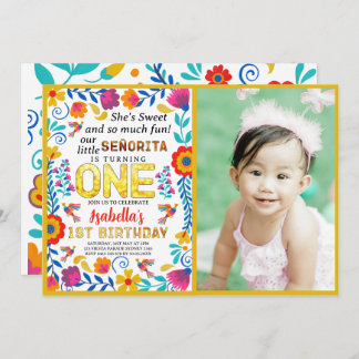 Convites señorita primeiro aniversario, floral mexicana