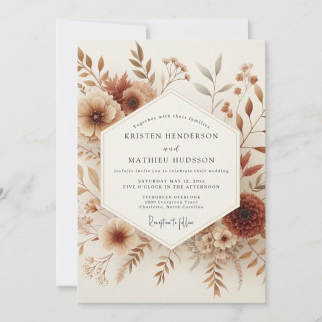 Convites Sepia Autumnal Meadow Wedding (Frente)