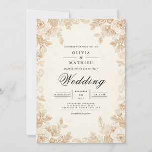 Convites Sepia Blossom Casamento Romântico