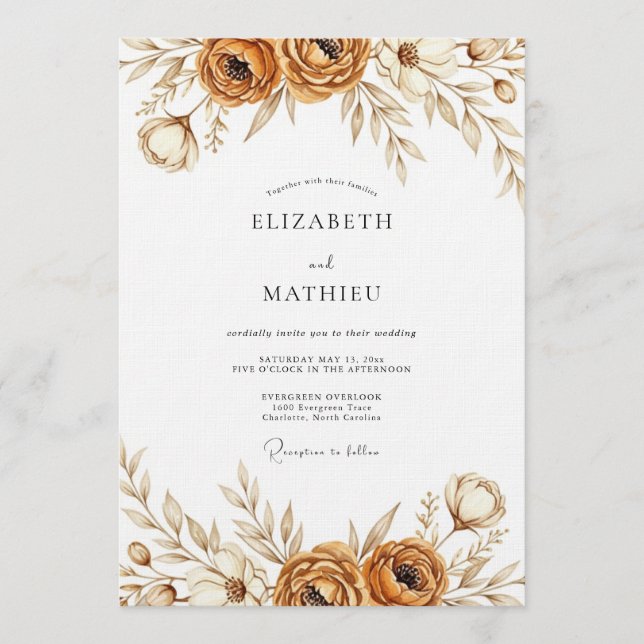 Convites Sepia Earthy Bloom Wedding (Frente)
