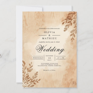 Convites Sepia Leafy Arch Romance Wedding