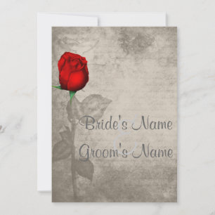 Convites Sepia Vintage Spot Color Rosa vermelha Casamento D