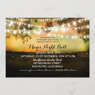 Convites sequência de luzes com Baile de formatura Rústico 