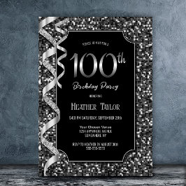 Convites Sequências brancas pretas 100ª Festa de aniversári