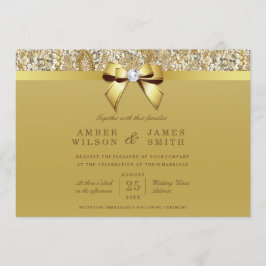 Convites Sequências Douradas de Glam Faux e Casamento de Ar