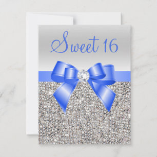Convites Sequências Prateadas Arco Azul Real Sweet 16