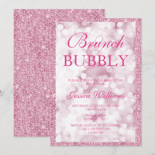 Convites Sequências rosa Chá de panela Brunch e Bubble