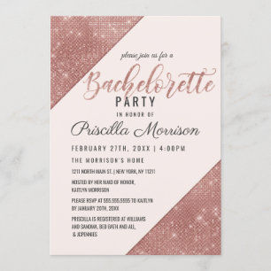 Convites Sequin Sparkling Bachelorette do brilho do ouro