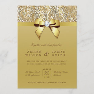 Convites Sequins Dourados Glam e casamento do arco