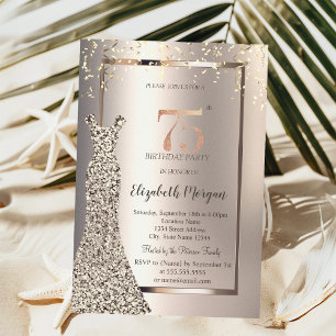 Convites Sequins Dress Confetti Ivory 75º Aniversário