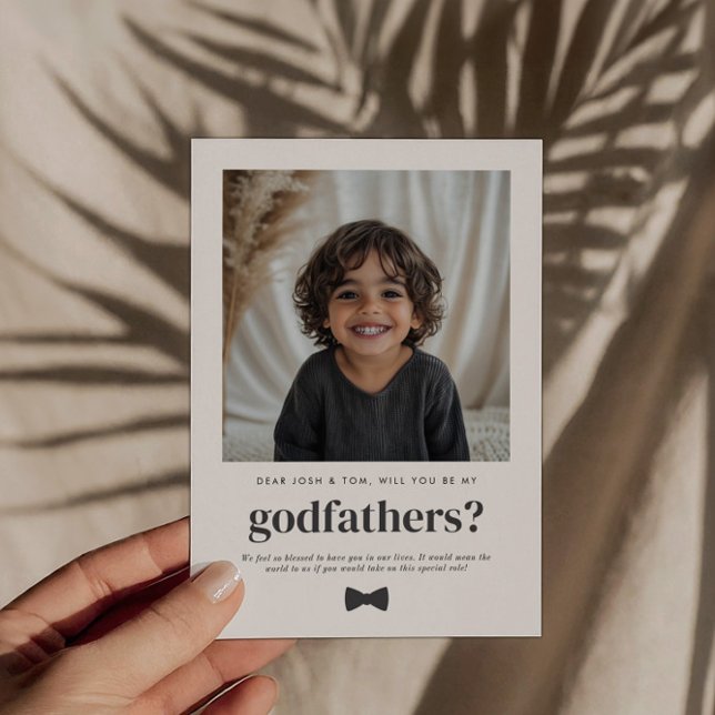 Convites Será Meu Padrinho Proposta de Foto (Zazzle Will You Be My Godfathers Photo Proposal Invitation)