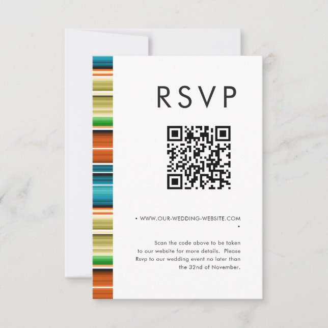 Convites Serape Summer Stripes Casamento Código QR RSVP (Frente)
