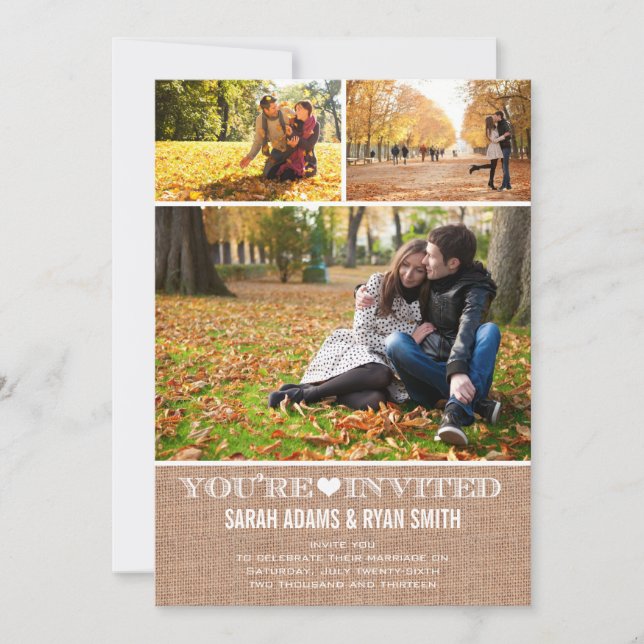 Convites Serapilheira bonito do coração que Wedding o (Frente)