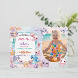 Convites Sereia, 11 ruas Foto de aniversário no Oceano Índi