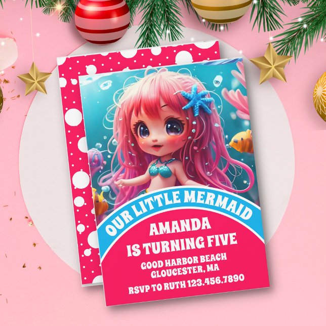 Convites Sereia 3D Sob O Aniversário Do Mar (Criador carregado)