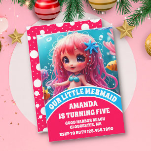 Convites Sereia 3D Sob O Aniversário Do Mar
