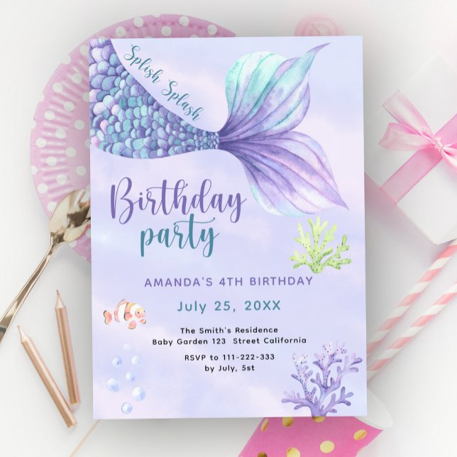 Convites Sereia 4ª Festa De Aniversário Sob A Sereia Do Mar (Criador carregado)