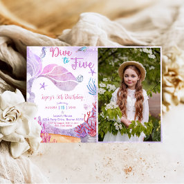 Convites Sereia 5 Birthday Dive Para Foto De Cinco Festas