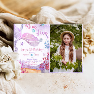 Convites Sereia 5 Birthday Dive Para Foto De Cinco Festas