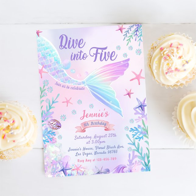 Convites Sereia 5 De Aniversário A Cinco Festas (Criador carregado)