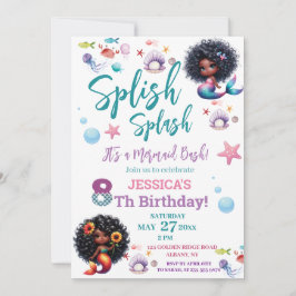 Convites Sereia Afro-Americana Bash 8º Foto De Aniversário