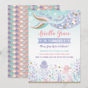 Convites Sereia Aniversário Convide Sob o Partido da Pisci