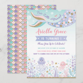 Convites Sereia Aniversário Convide Sob o Partido da Piscin