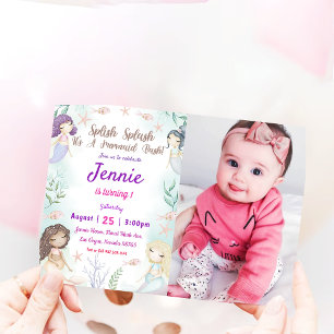 Convites Sereia Aniversário No Mar