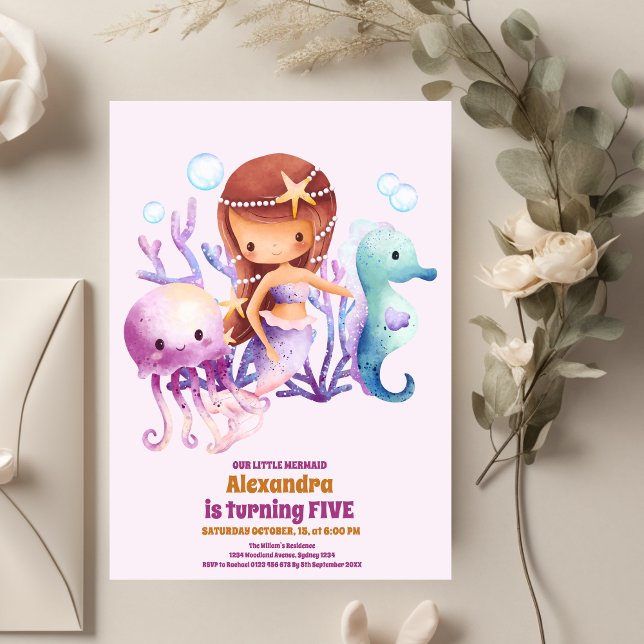 Convites Sereia Aniversário Sob Festa Do Mar (Criador carregado)