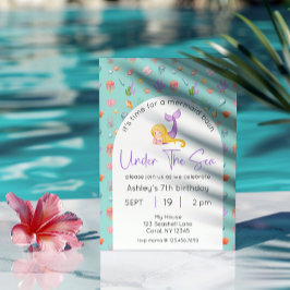 Convites Sereia Aniversário Sob Foto Do Mar