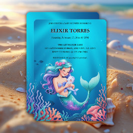 Convites Sereia Azul sob o Chá de fraldas do Mar