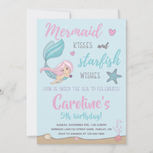 Convites Sereia Beijou Starfish Deseja Qualquer Aniversári