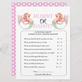 Convites Sereia chá de fraldas debaixo do mar. Mamãe ou Pai