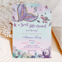 Convites Sereia Chá de fraldas debaixo do Sea Baby Girl