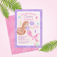 Sereia com Cabelo Vermelho Rosa e Púrpura Aniversá