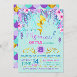 Convites Sereia da faísca sob o aniversário do mar