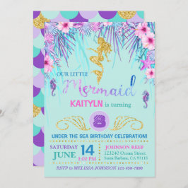 Convites Sereia da faísca sob o aniversário do mar