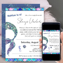 Convites Sereia da Glitter Dormida com Festa de aniversário
