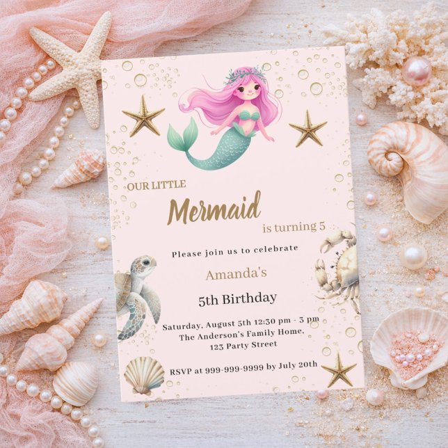 Convites Sereia debaixo do mar animais do oceano Aniversári (Criador carregado)