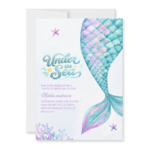 Sereia debaixo do Mar Aquarela 1º Aniversário