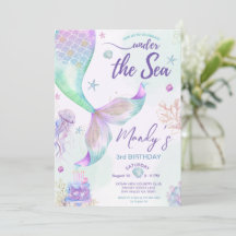 Sereia Dourada E Azul Roxo Sob O Mar
