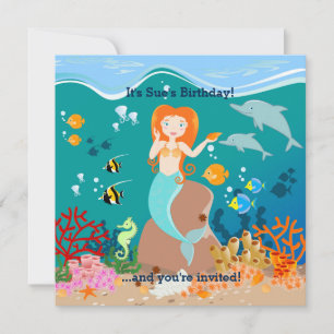 Convites Sereia e golfinhos sob a festa de aniversário marí