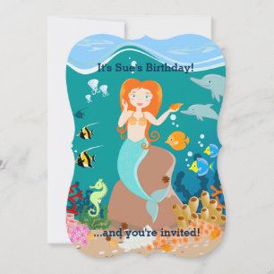 Convites Sereia e golfinhos sob a festa de aniversário marí