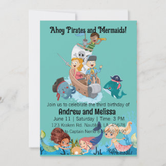 Convites Sereia e Pirata Aniversário