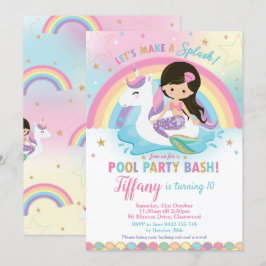 Convites Sereia e Piscina Indígena da Unicórn Aniversário e