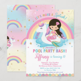 Convites Sereia e Piscina Indígena da Unicórn Aniversário e